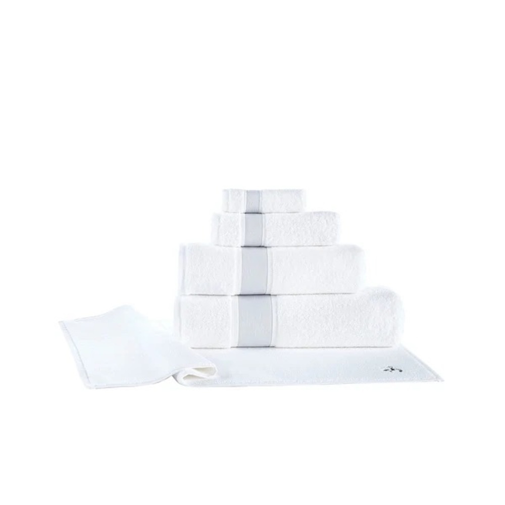 Brooks Brothers Towels Ottoman White & Silver 6 Pcs Turkish Cotton Brand New
